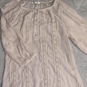 Spence Blush Quarter Length Semi-Button Shirt